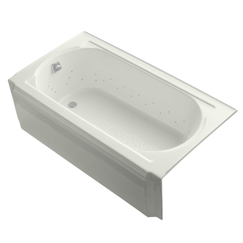 Memoirs 60" x 33.75" Whirlpool Cast Iron Bathtub with Heater, Polished Chrome, Almond