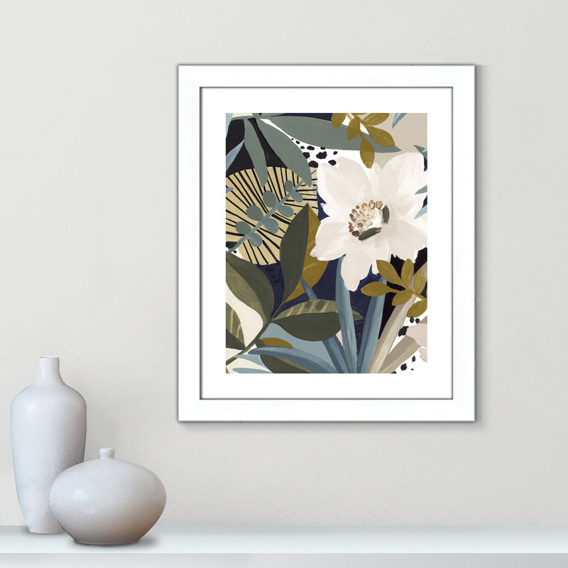 Floral Symphony I - Art encadré autoportant, H 43 po x l 31 po x P 1,25 po, Cadre blanc mat