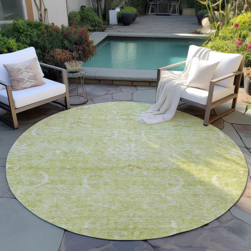 Tapis d'intérieur / extérieur vert Dahana , 8 pi x 8 pi