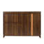 Buffet avec 2 portes coulissantes en verre rayé, armoire de rangement autoportante pour bouteilles, vin, etc.