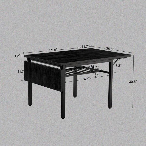 17 Stories Rustic style dining table with metal frame,for dining room ...