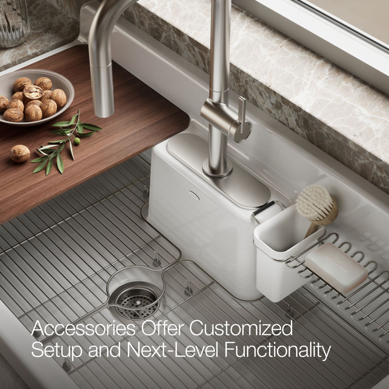 Farmstead® 45" L x 25" W Undermount Kitchen Sink, White, 3 Hole