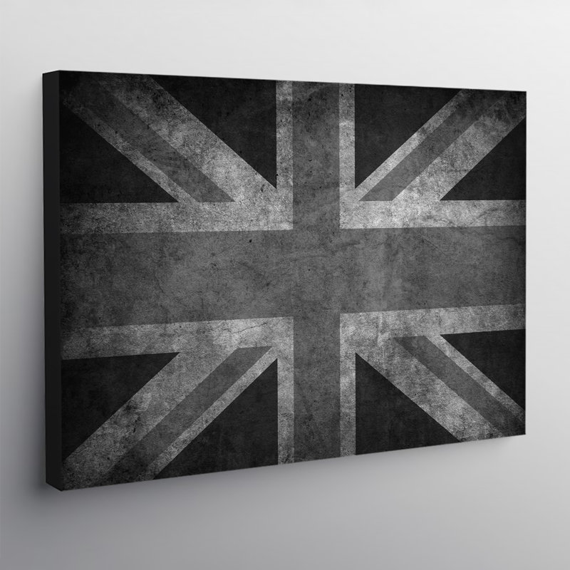 Union Jack Flag Retro Monochrome - Wrapped Canvas Art Print, 20.5cm H x 30.5cm W x 3.8cm D