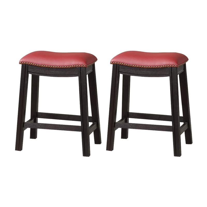 Pepperidge Upholstered Counter Stool with Solid Wood Frame, Counter Stool (24.5" Seat Height), Red
