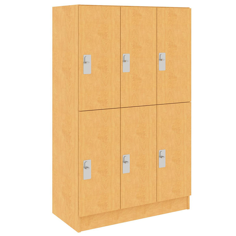Armoire de salle de classe triple à six compartiments avec porte, H 72 po x l 36 po x P 17 po, 6, Érable