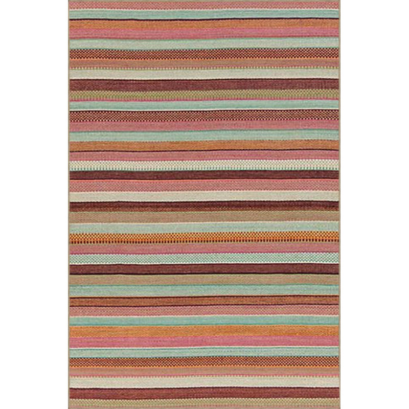 Striped Patterned Woven Base Machine Washable Rug, Rectangle 3'11" x 5'11" Rug Pad Included