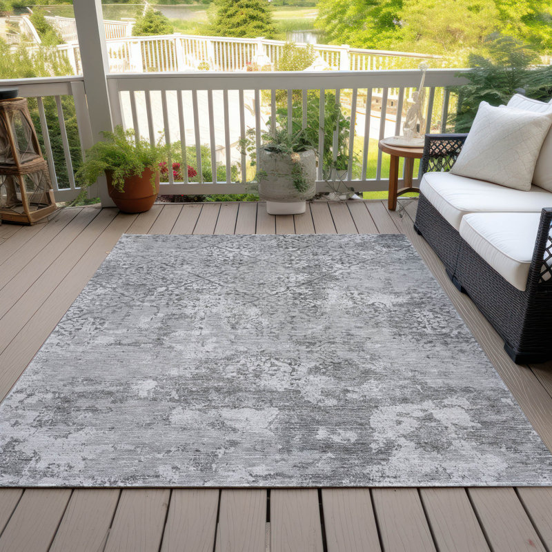 Jenefer Washable Abstract Indoor / Outdoor Rug, Rectangle 9' x 12'