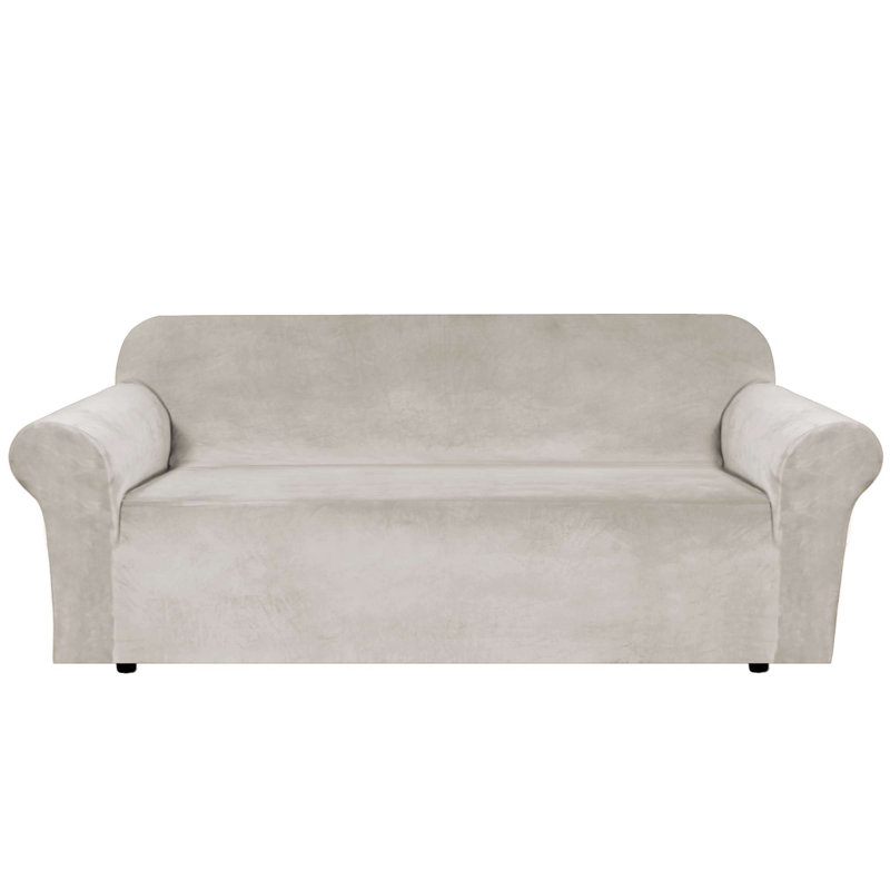 Luxurious Soft Velvet High Stretch Fitted Furniture Protector Box Cushion Non Slip for Large Sofa Slipcover Machine Washable