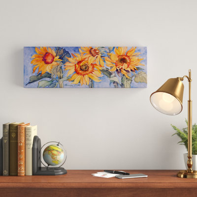 Tournesols sur fond bleu - reproduction sur toile tendue