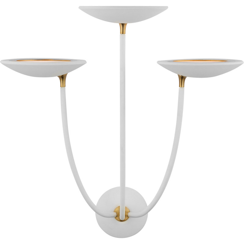 Thomas O'Brien Keira Large Triple Sconce, Matte White/Hand-Rubbed Antique Brass