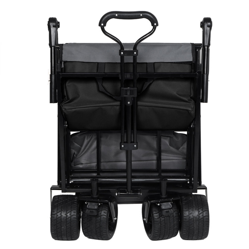 Chariot pliable avec auvent et poignée, capacité de 480 lb, roues tout-terrain de 7 po, chariot pliable léger avec porte-gobelets pour le camping, les sports et le jardin