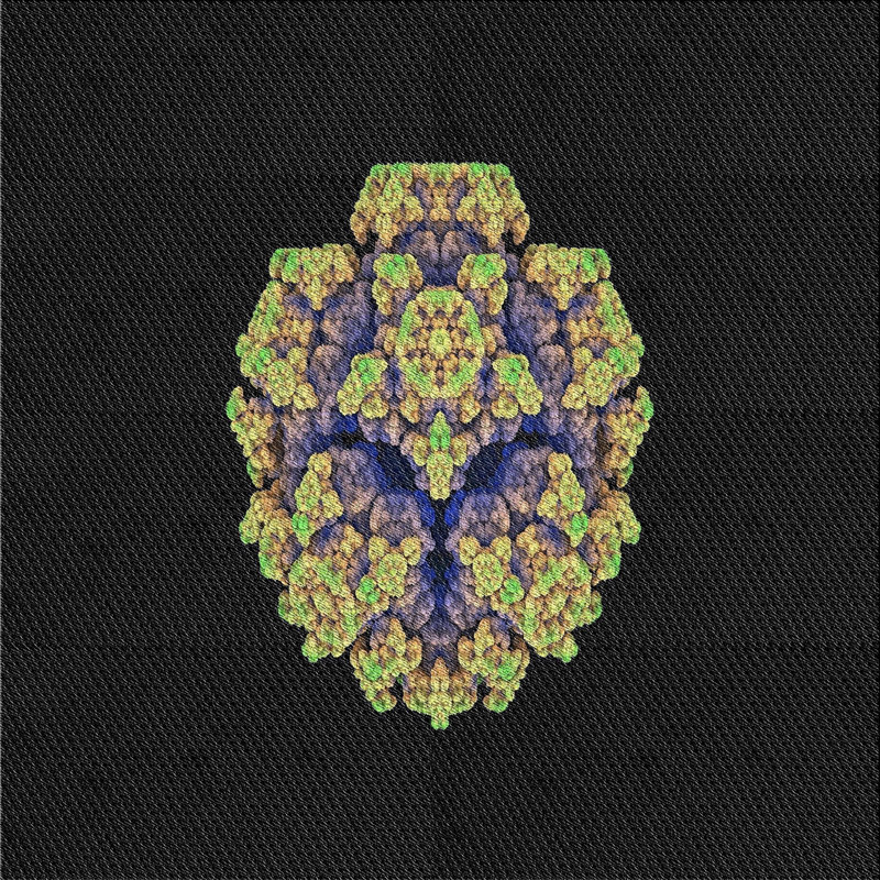 Tapis noir/vert/bleu, Carré 5 pi