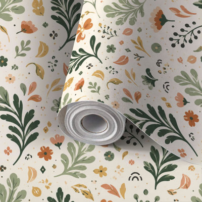 Papier peint auto-adhésif à motif floral auto-adhésif et amovible 17,7 po x 118 po (45 x 300 cm)