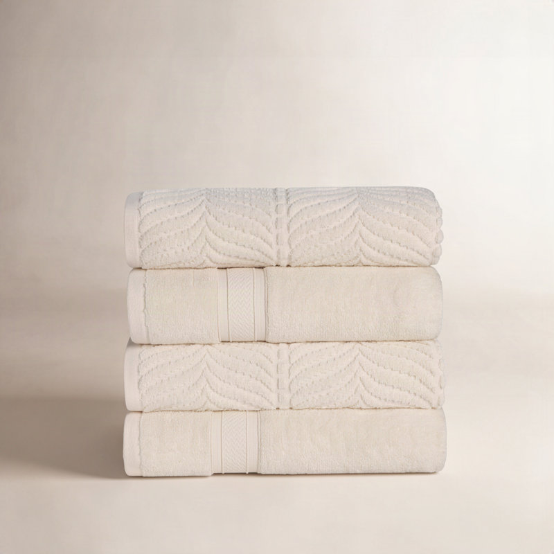 Serviette de bain en coton Orelia, Ivoire