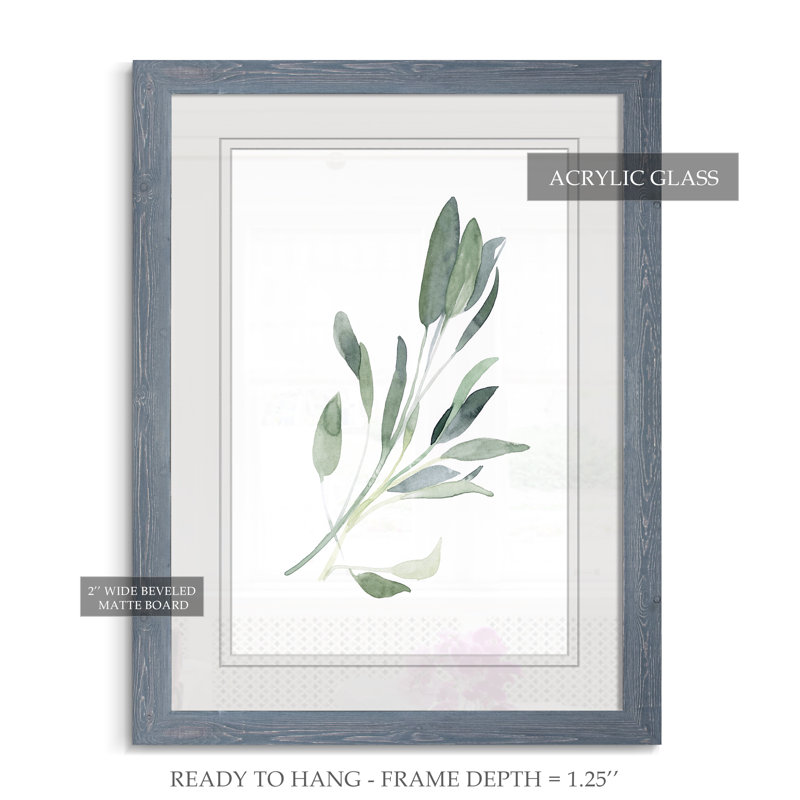 « simple sage i »-cadre photo imprimé sur verre, H 28 po x l 38 po x 1,25 po, Encadré imprimé gris
