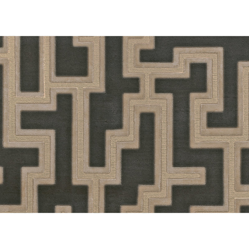 Geometric Area Rug in Brown/Black, Rectangle 9' x 12'