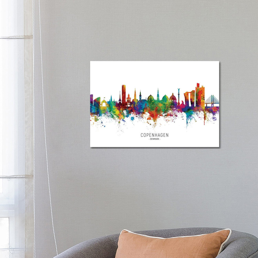 Copenhagen Denmark Skyline by Michael Tompsett - Wrapped Canvas Painting