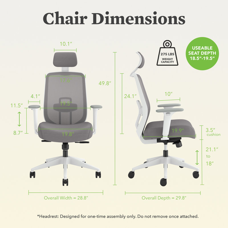 HON Altern Mesh Mid Back Task Chair, White Frame, Pear, Pear, White