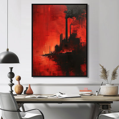 Rouge et noir Polution Industrial Power Plant I - Power Plants Wall Art Living Room