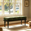 Banc de bout de lit à fin de lit à motif vert rétro, banc de chambre en bois massif avec garniture cloutée dorée