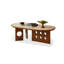 Table basse ovale en noyer fritté + bois manufacturé