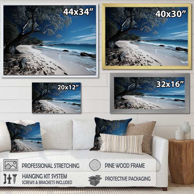 Thailande, «Silent Beach I», impression d'art mural, H 24 po x l 32 po x P 1 po, Cadre flottant noir