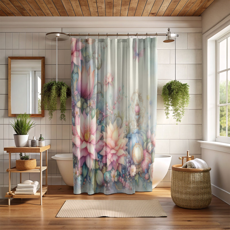 Rideau de douche 1 pièce Fantasy Bloomscape, H 74 po x l 71 po