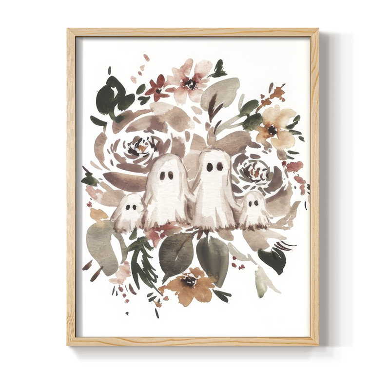 Ghost Family I Framed Print - Solid Wood, Natural, 15" H x 12" W