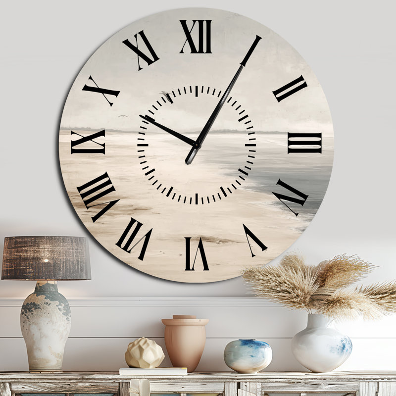 Horloge murale en métal à motif marin, représentant un rivage océanique brun au Mexique, Surdimensionné