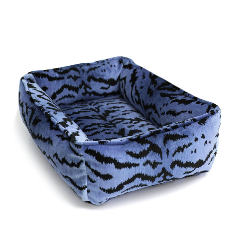 Tigre Dog Bed Bolster, Medium (36" W x 23" D x 9" H), Blue/Black