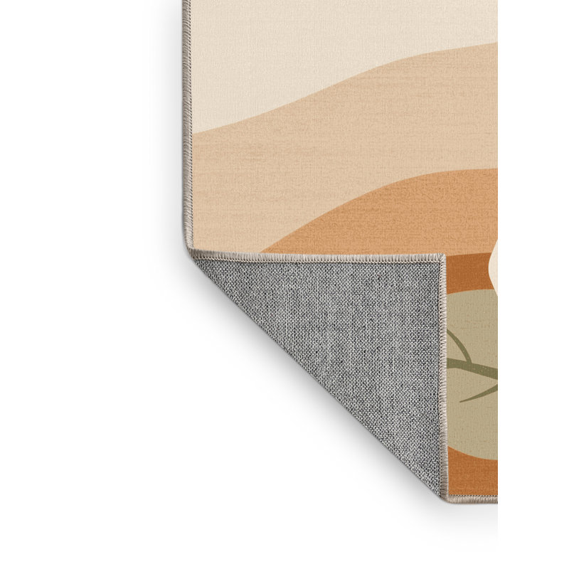 Machine Washable Wilkerson Cauliflower Minimalist Rug in Beige – Beige Binding, 6x9