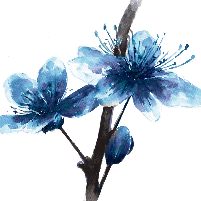 Blue Watercolour Flower - Wrapped Canvas Painting, 122cm H x 122cm W x 3.8cm D