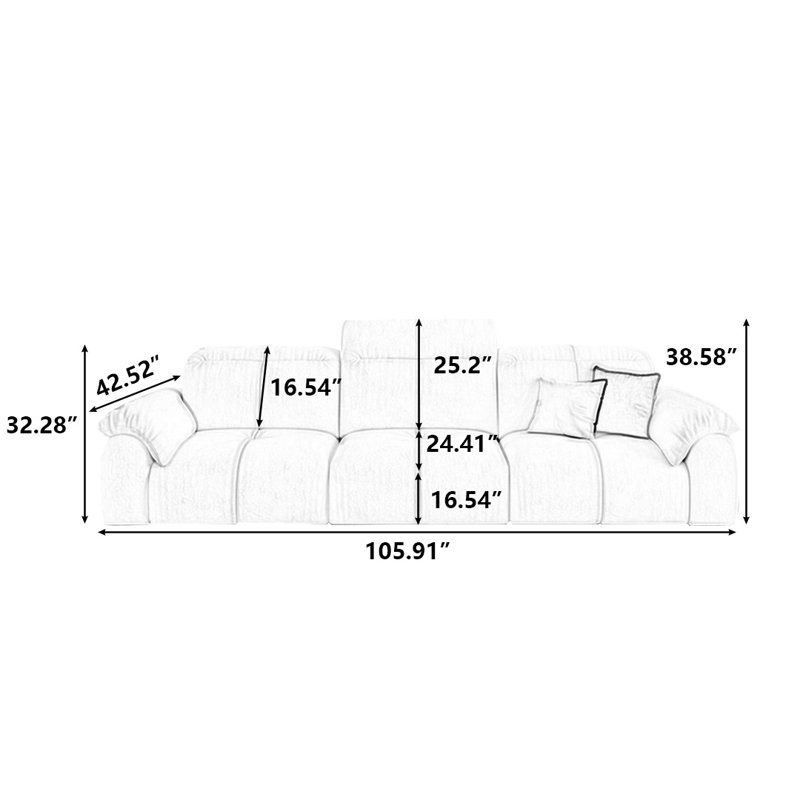 Creamy white Polyester Modular Power Reclining Sofa
