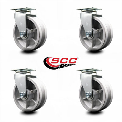 V-Groove Semi Steel Cast Iron Wheel Swivel Caster with Roller Bearing