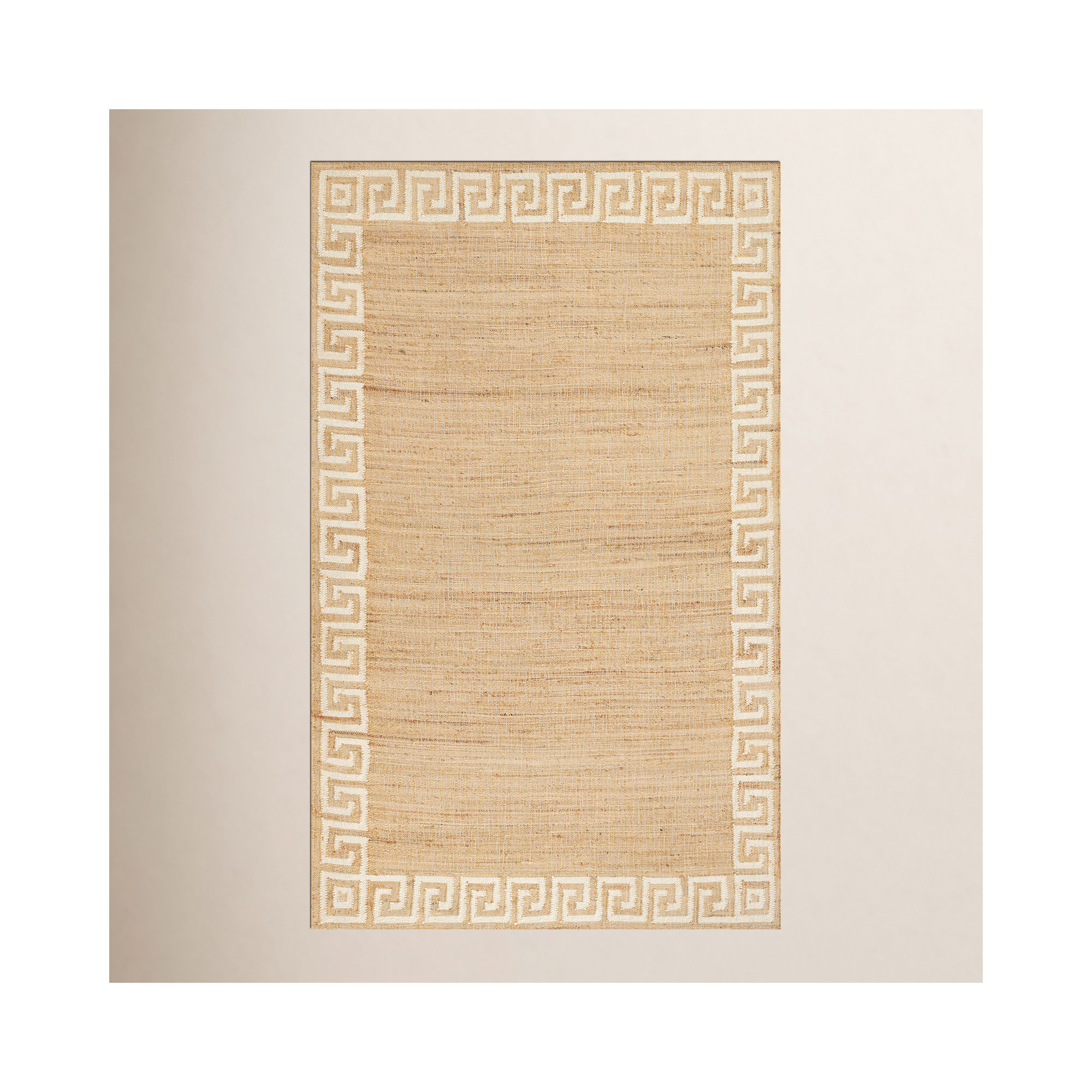 Erin Gates by Momeni Orchard Greek Key Jute and Wool Hand Woven Ivory Area Rug, Rectangle 3'6" x 5'6"