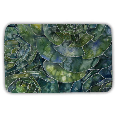Abstract succulents Bath Mat with Non-Slip Backing - Quick Dry Memory Foam Bathroom Rug - Absorbent - Modern Plush Spa-Style - Machine Washable