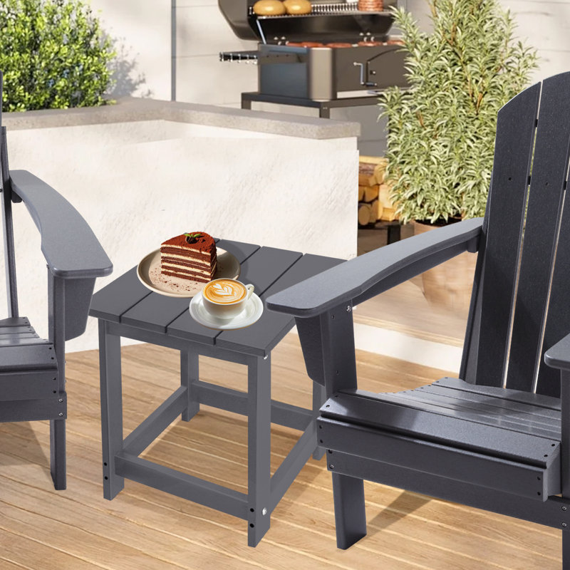 Denarrius Adirondack Outdoor Side Table ,HDPE Patio Table with Easy Maintenance and Weather resistance, Gray