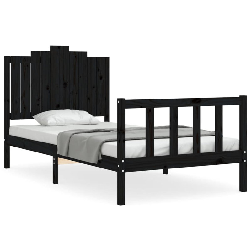 Bed Frame with Headboard, Black, Small Single (2'6)