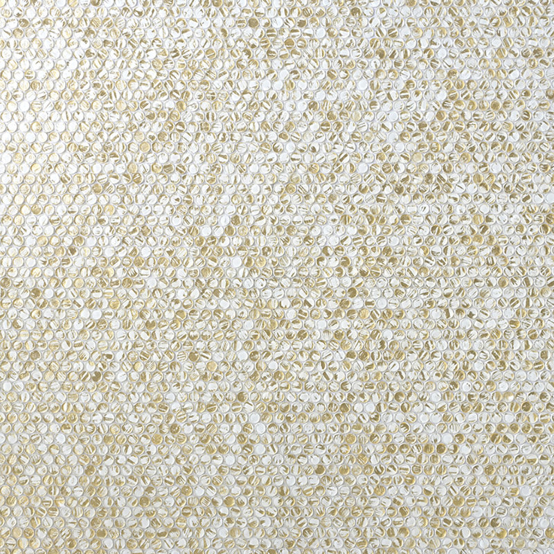 Majeste 0.8" x 0.8" Glass Penny round Mosaic Wall & Floor Tile, White/Gold