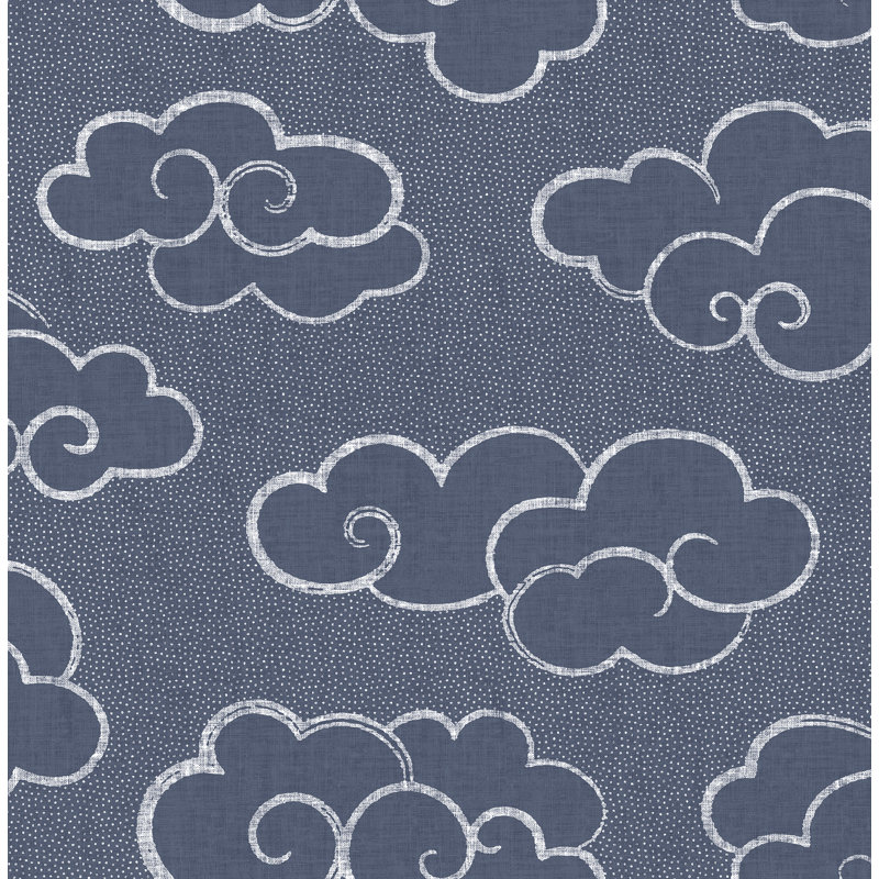 Rouleau de papier peint abstrait L 33 pi x l 20,5 po Mistral Cloud, Bleu marine