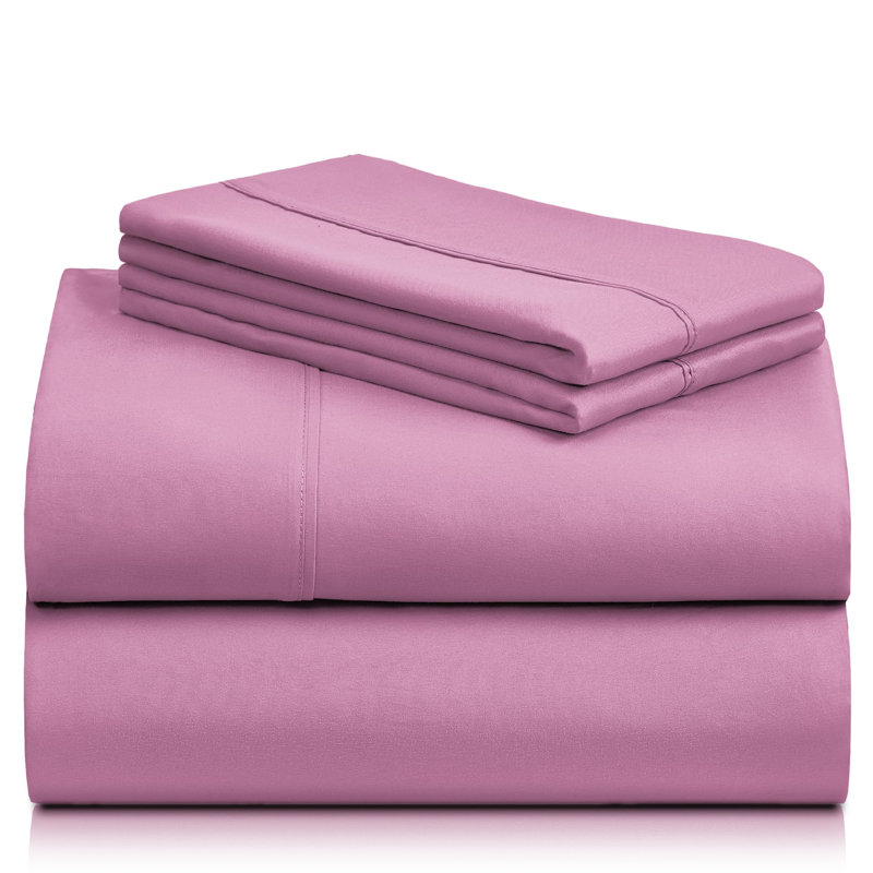 Luxclub 4 PC Light Plum Full Silky Soft Cooling Extra Deep Pocket Performance Sheet Set, Light Plum