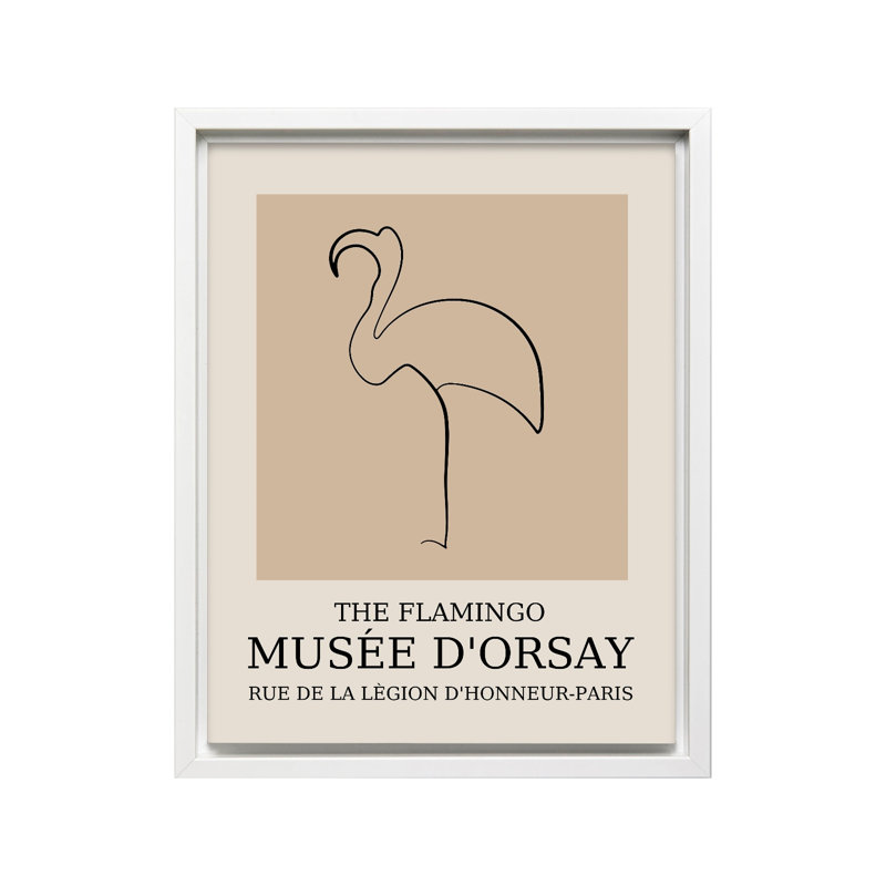 Picasso - Flamant rose, H 11 po x l 14 po, Canevas, Encadrement blanc