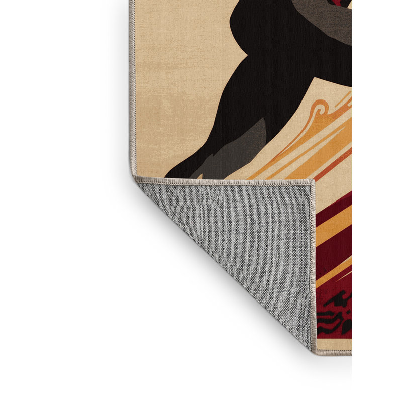 Machine Washable Aust Discus Throw Classic Oriental Rug in Brown – Beige Binding, 5x7