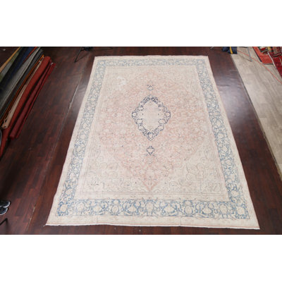 Nanw One-of-a-Kind 9'6'' X 13'5'' 1950s Wool Area Rug in Pink
