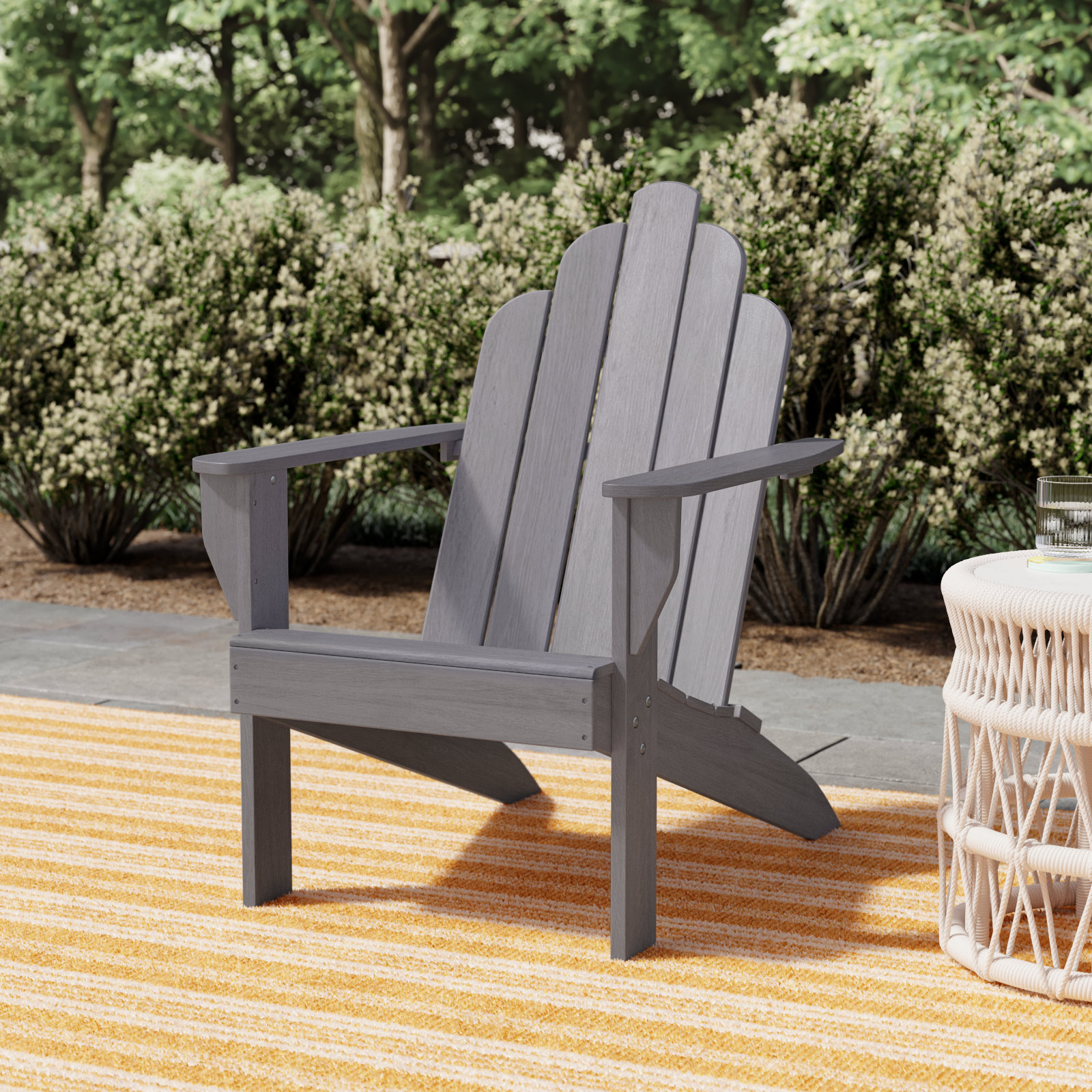 Sanchaya Teak Adirondack Chair, Weathered Gray
