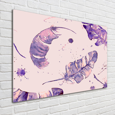 Feathers 1 Piece Wall Art on Glass