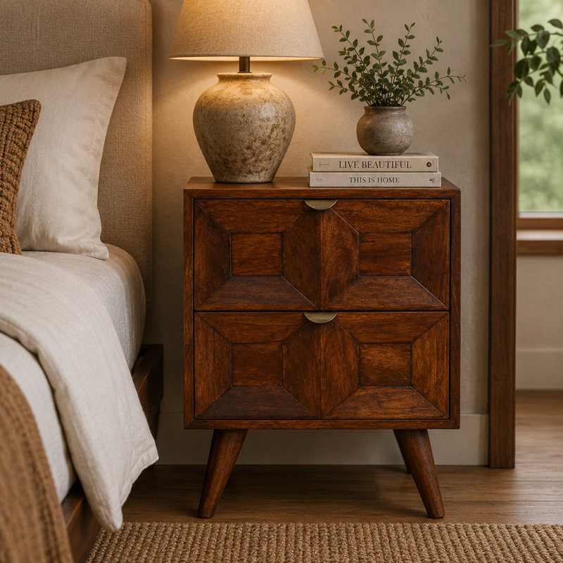 Lamesa 40cm W Solid Wood Bedside Table