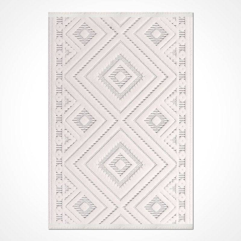 Tapis beige moderne lavable à la machine, Rectangle 5 pi 3 po x 7 pi 7 po
