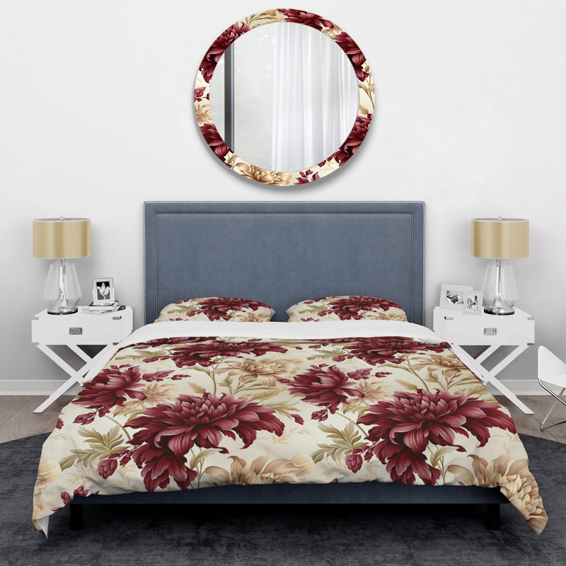 Literie Renaissance Revival Victorian, Housse de couette pour grand lit et 2 taies décor