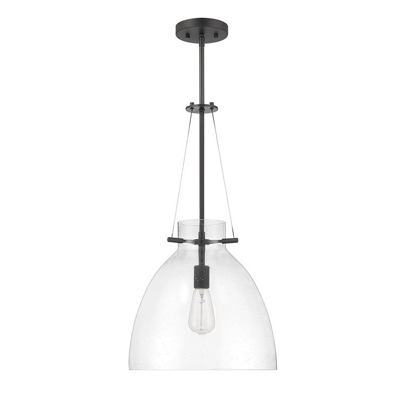 Theda 1 - Light Single Bell Pendant in Matte Black, Matte Black